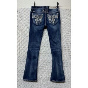 Rock Revival Ferry Jeans Women Tag 25 Approx W26 L30 Blue Denim Bling Embroidery